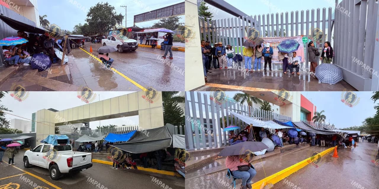 VIDEO | ¡Ni la lluvia los mueve! Maestros mantienen bloqueado el Congreso de Oaxaca