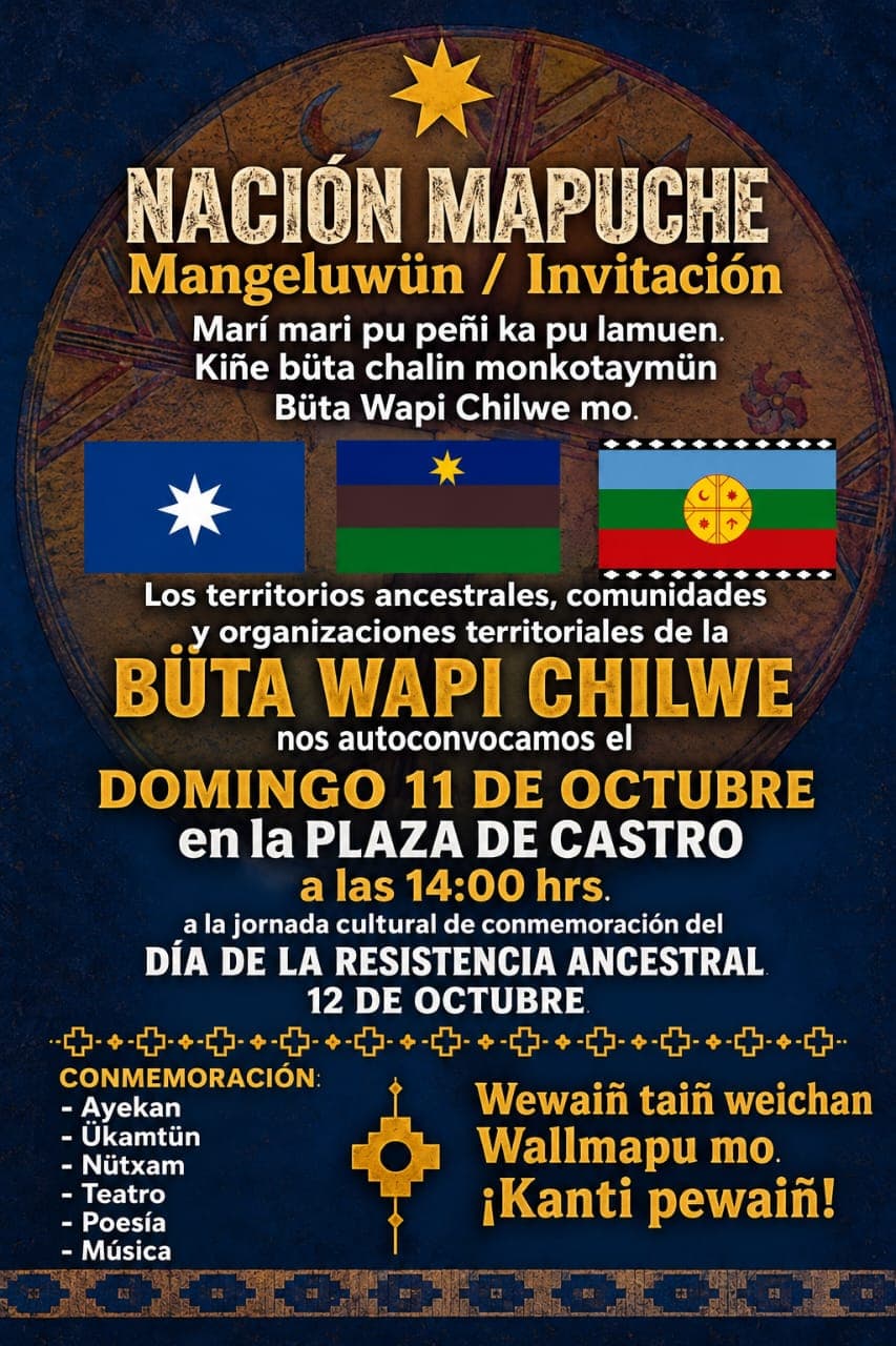 Convocatoria a conmemorar el Día de la Resistencia Ancestral en Chiloé